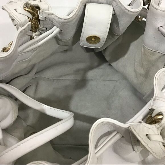 Michael Kors White Oversized Leather Tote Fringe Tassels Bag - Picture 8 of 11